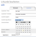 Screenshot TYPO3 Extension - Urkunden / Zertifikate - Datum