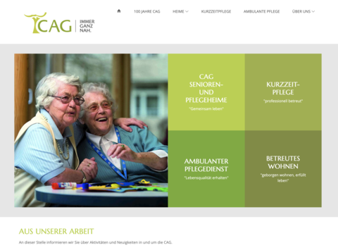 Startseite mit Kacheln