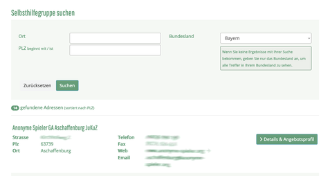 Screenshot TYPO3 Extension - FAGS Datenbank