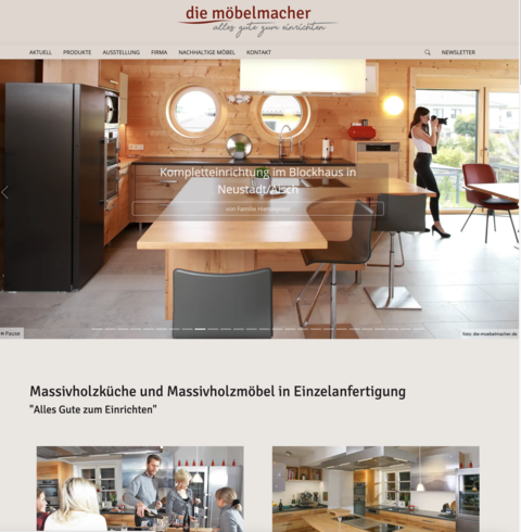 Startseite mit "CallToAction" Slider