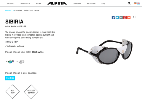 Screenshot TYPO3 Extension - Produktdatenbank - Detailansicht Alpina