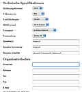 Screenshot TYPO3 Extension - Film- und Veranstaltungs-Datenbank - Formular für Filmeinreichung